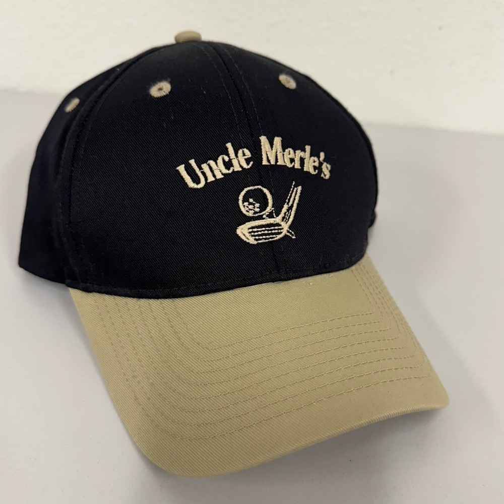 Uncle Merle's Golf Hat Adjustable Golfing Cap Black Beige